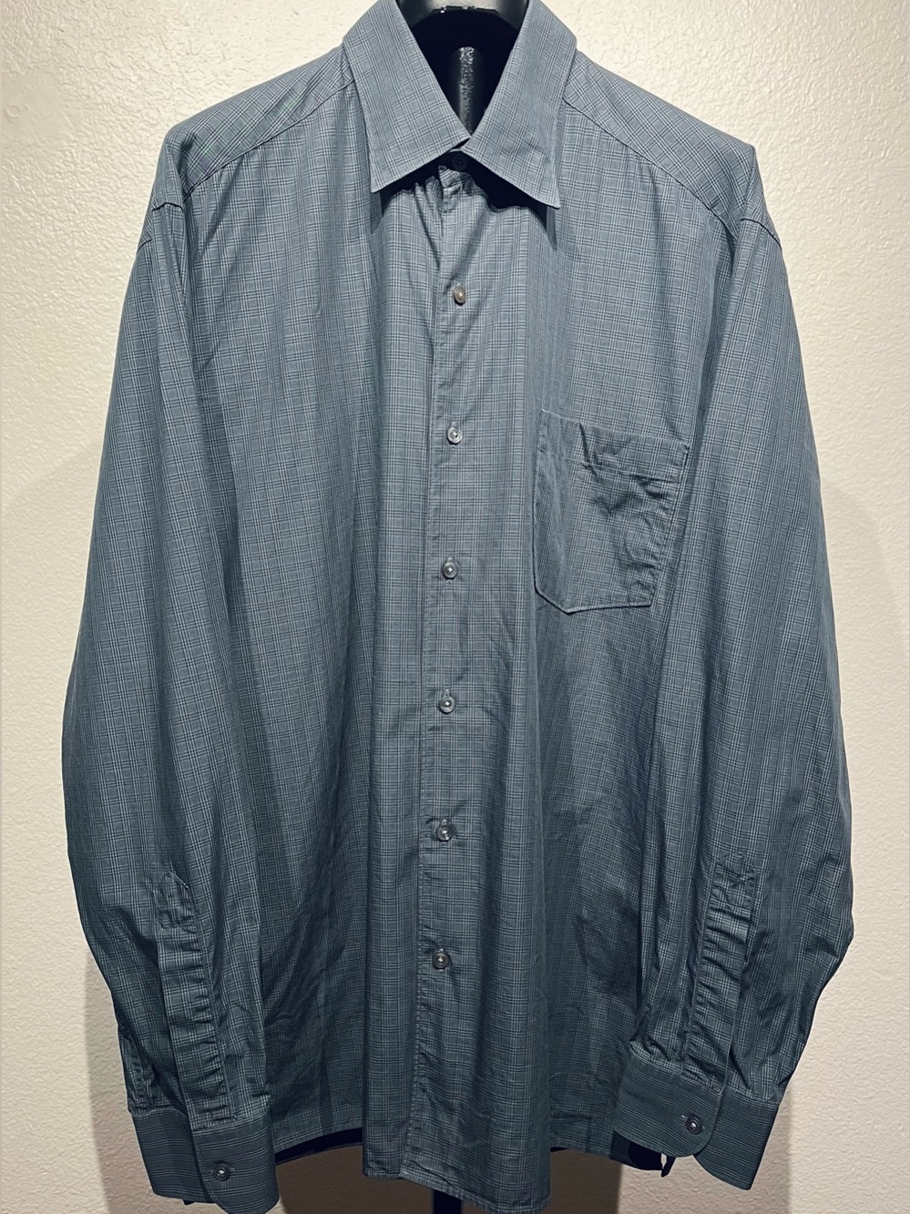 Ermenegildo Zegna Long-Sleeve Button-Up Shirt in Slate Blue - Size L (Men’s)